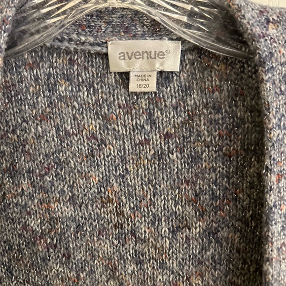 Avenue Women's Cardigan Sweater Gray With Sparkles 18/20 - Picture 2 of 7